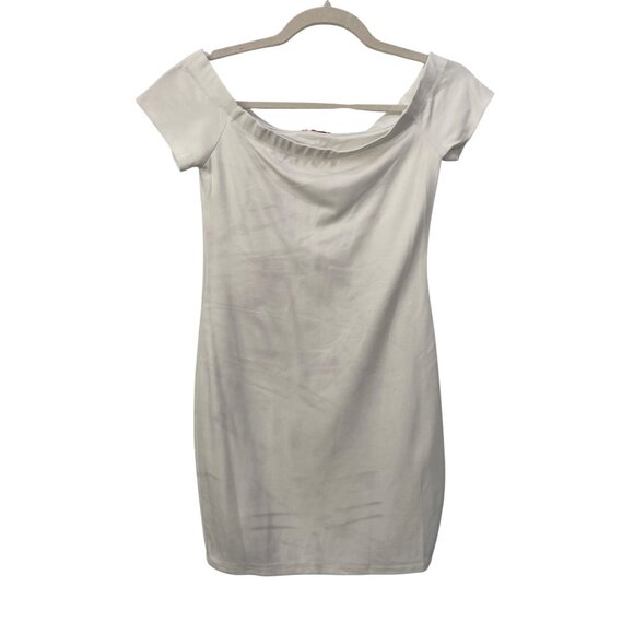 Jireh Clothing Off The Shoulder Tunic Bodycon Dress Size Medium White Minimalist - Picture 1 of 6